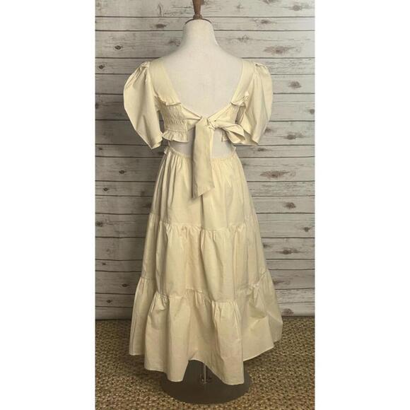 The Post cream fairycore cottagecore cotton mulit-tiered maxi dress Size Small - Picture 7 of 10